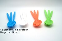 Eierlöffel - 12 Stück, 4 Farben, 14 cm lang,...