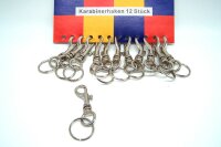 12 Stück Karabinerhaken mit geradem Wirbel und Schlüsselring, Bolzenkarabiner,