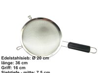 Küchensieb Seiher, 20 cm Ø, mit auflagehaken,...