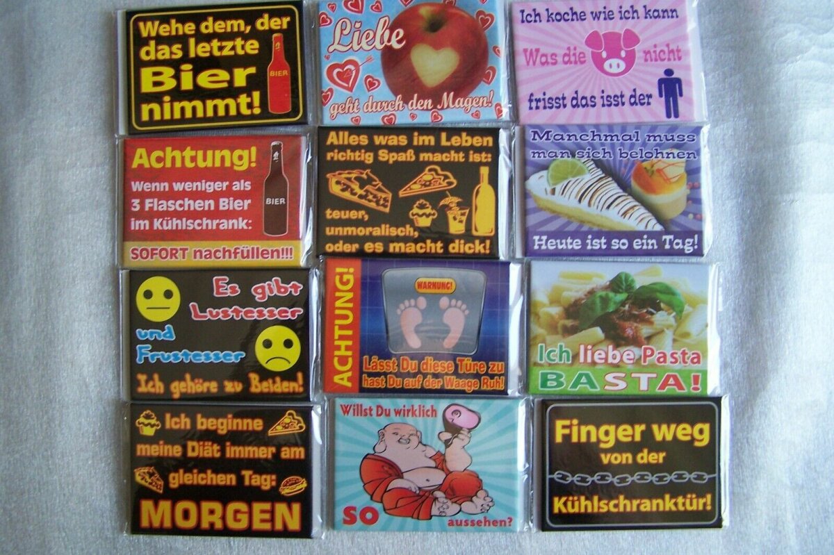Kühlschrank mit Spruch, Schildchen, verschiedene Sprüche, 9