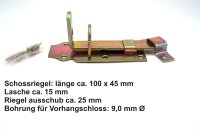 Schlossriegel - Türschlossriegel mit Schrauben, gelb verzinkt, flacher Griff