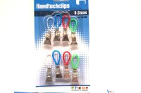 2 x 8 Stück - Handtuchclips - Anhänger, wiederverwendbar, bunt, mit Drahtschlauf