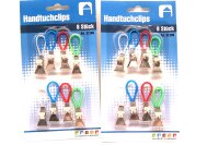 2 x 8 Stück - Handtuchclips - Anhänger, wiederverwendbar, bunt, mit Drahtschlauf