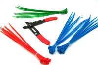 Kabel - Binder - Set mit Abschneider, 3 Farben, 20 cm lang