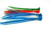 Kabel - Binder - 36 Stück - 200 x 3,6 mm mit Abschneider, 3 Farben, blau - grün