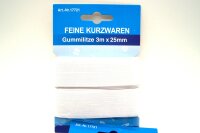 Gummilitze  Gummiband  Schlüpfergummi 3 m x 25 mm breit weiß, H&B