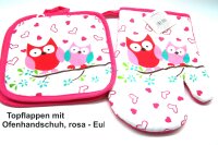 Topflappen - 1 paar und 1 Ofenhandschuh - rechts, rosa -...