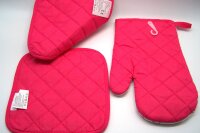 Topflappen - 1 paar und 1 Ofenhandschuh - rechts, rosa -...