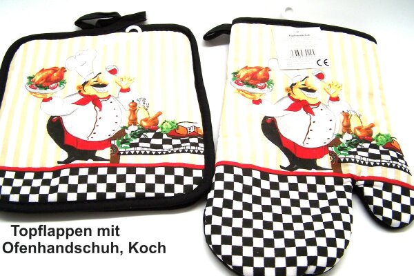 Topflappen - 1 paar und 1 Ofenhandschuh - rechts,Koch, H&B