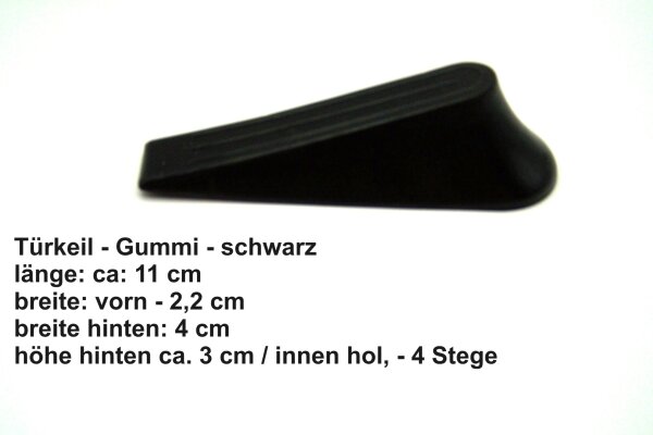 Türstopper  Türkeil Fensterkeil Gummikeil  Fensterkeil 11 x 2,2 x 4 cm, schwarz 4 Stück