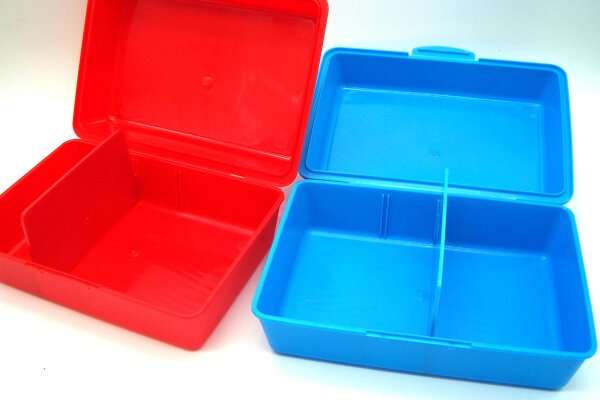 Brotdose  Lunchbox  Brotbüchse für Kinder 2 Stück rot - blau, H&B