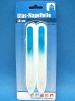 Fingernagel - Feilen, Glas, 2 x 2 Stück, pink - türkis, 14 cm lang, beidseitig