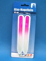 Fingernagel - Feilen, Glas, 2 x 2 Stück, pink - türkis, 14 cm lang, beidseitig