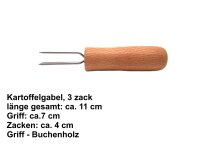 Pellkartoffel Gabel Halter 3 Zack 2 Stück Metallzinken Holzgriff