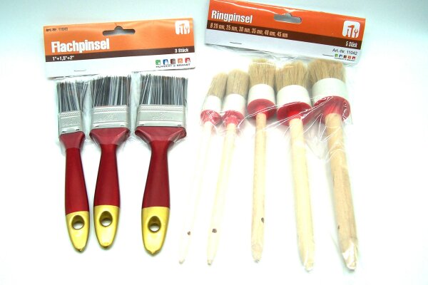 8 tlg. Maler - Pinsel - Set, 5 Rundpinsel + 3 flach - Pinsel, für Leim - Ölfarbe